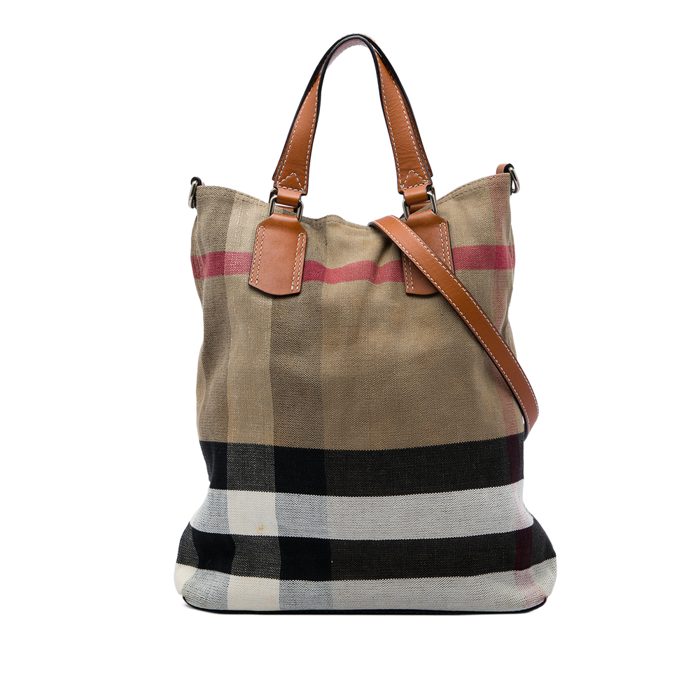 Pre-Loved Burberry Medium Mega Check Canvas Tottenham Brit Satchel